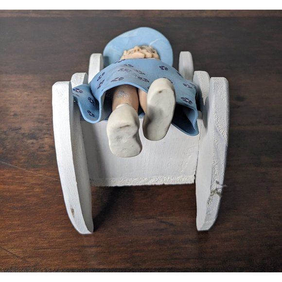 VTG Polymer Clay Handmade Old Woman Sitting on a Rocking Chair - 8" Hat Flowers - Picture 15 of 15